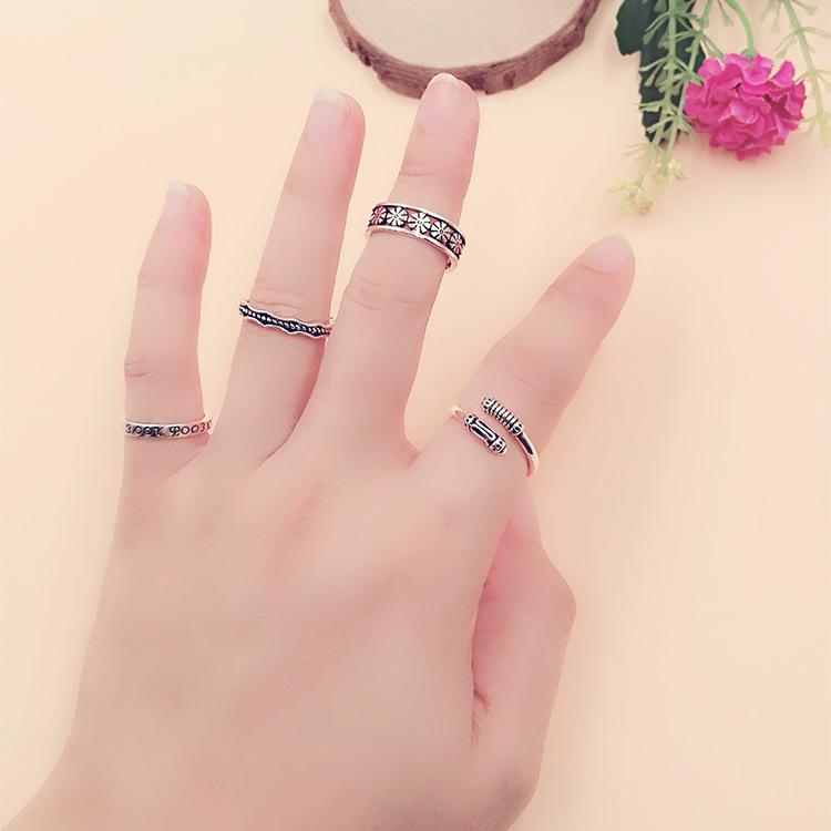 Qiaolanxuan Retro Xiangyun S-Shaped Thai Silver Wave Ring for Women