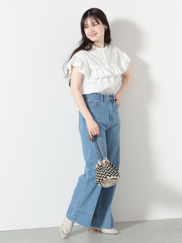 Beams Heart Band Frill FREE Women's S/S Shirt, Collar, Blouse, OFF_WHT