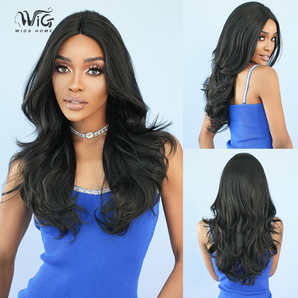 New Ladies Wig T-Part Lace Wigs Black Wave Mid-point Lace Wig Full Headgear Beauty Decoration