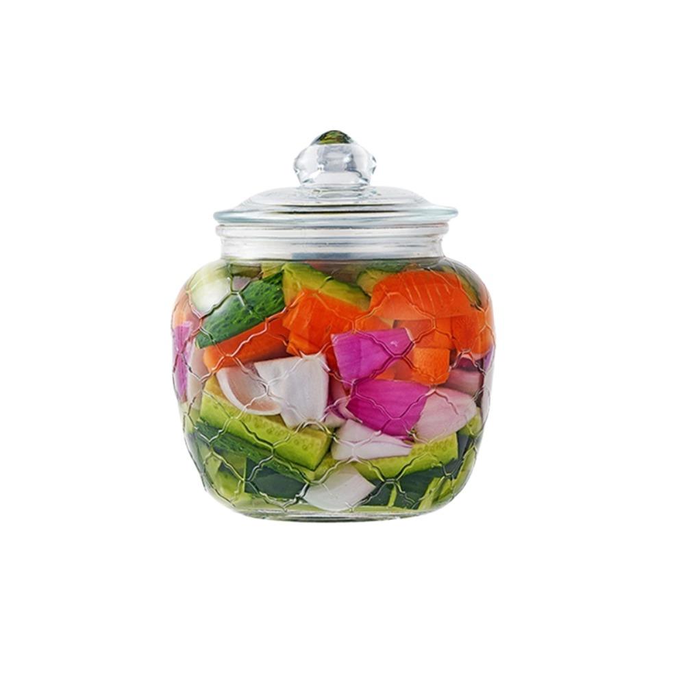 Practical Transparent Glass Pickle Jar Sealed Large Capacity Kitchen Storage Jar Large Open Mouth Reusable Kimchi Jar Grains