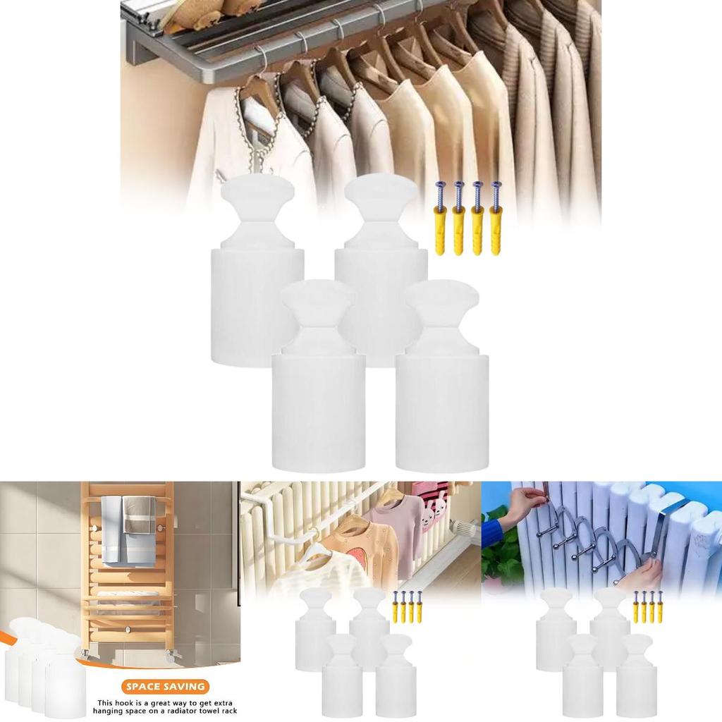 Universal Bathroom Radiator Hook Brackets With Screws For Small Basket Mounting Accessories