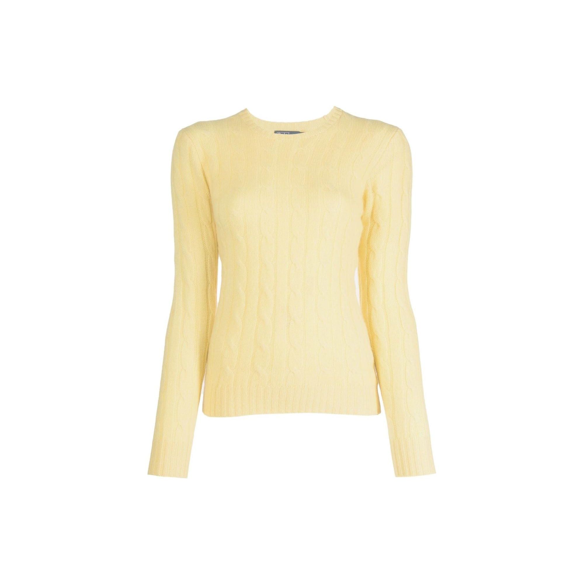 

Polo Ralph Lauren FW22 Однотонный свитер с круглым вырезом и кабельным узором Женский свитер Желтый 211880516-006 XS