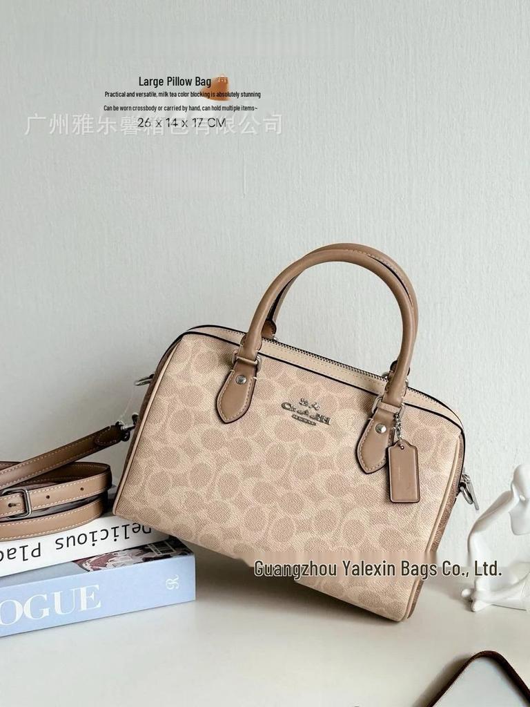 Bolsa Travesseiro Coach Rowan 25 Boston: Bolsa de Mão Clássica Monograma de Grande Capacidade & Bolsa Transversal de Ombro