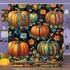 Halloween Harvest Thanksgiving Maples Pumpkin Pattern Bathroom Shower Curtain With 12 Hooks Bathroom Decor and Accessories
