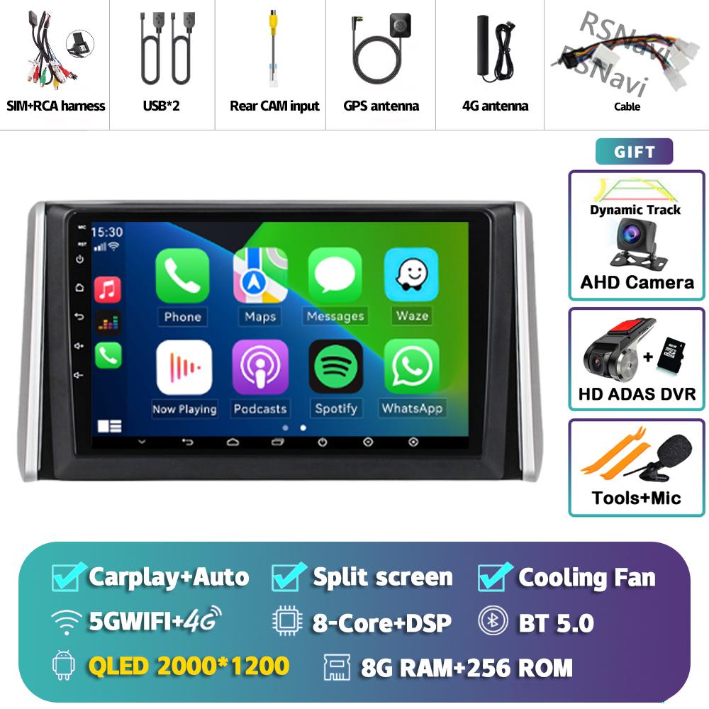 Android 14 Carplay Car Radio For Toyota RAV4 XA50 2018 - 2020 Multimedia Video Player Navigation GPS Stereo 2Din DVD 360 Camera