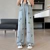 Pants Spring and Autumn Girls' Jeans Children's Jeans Loose Wide Legs Straight Legs Girls' Pants