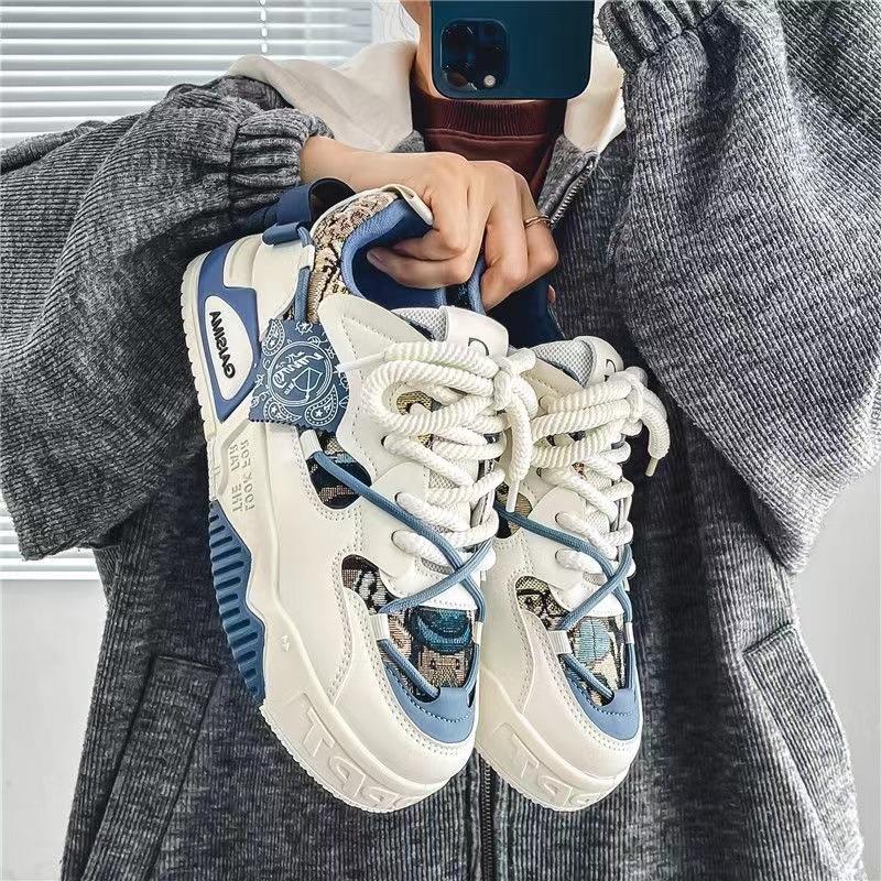 Men's Shoes Summer Breathable 2024 New Mesh Niche Design Board Shoes Sports and Leisure Boys Platform White Tide Shoes