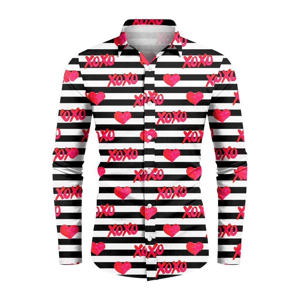 Camicia casual da uomo a maniche lunghe, ampia e alla moda, con risvolto