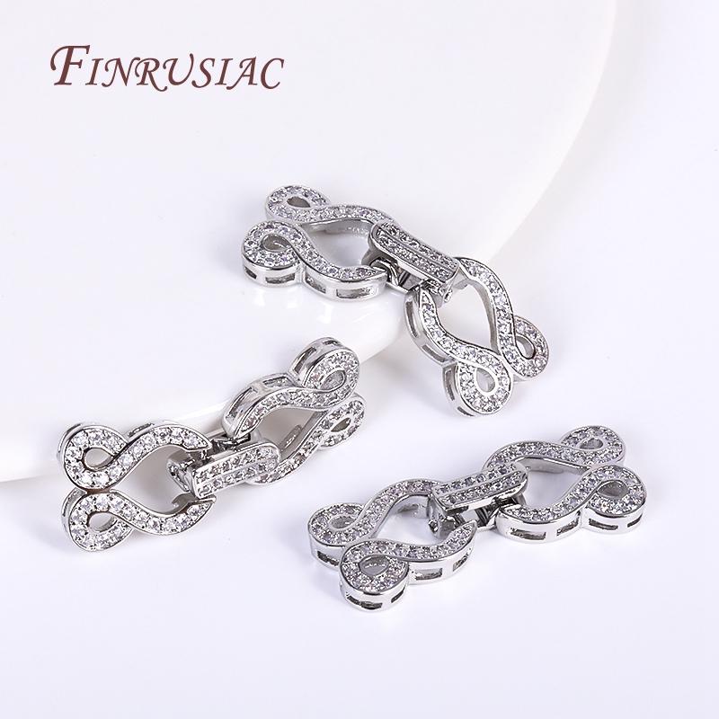 18K Gold Plated Inlaid Zircon Closure Fasteners Lock Clasps Accessories,Handmade Decorative Connector Pearls Clasps Supplies
