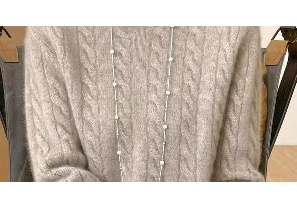 Women's 100% Cashmere Ribbed Sweater - Thick, Loose, Solid Color Pullover for Autumn and Winter