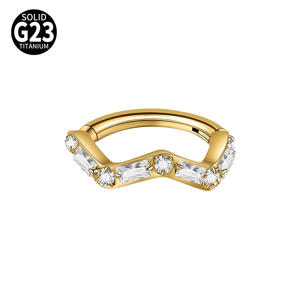 1pc G23 Titanium Split Ring with Multi Slanted Marquise Round White CZ Septum Nose Ring Cartilage Helix Tragus Piercing Jewelry
