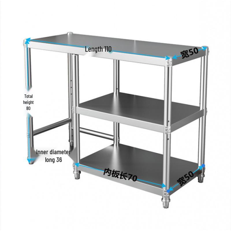 Stainless Steel Three-Tier Kitchen Storage Rack for Gas Cylinder, Stove, and Chopping Board