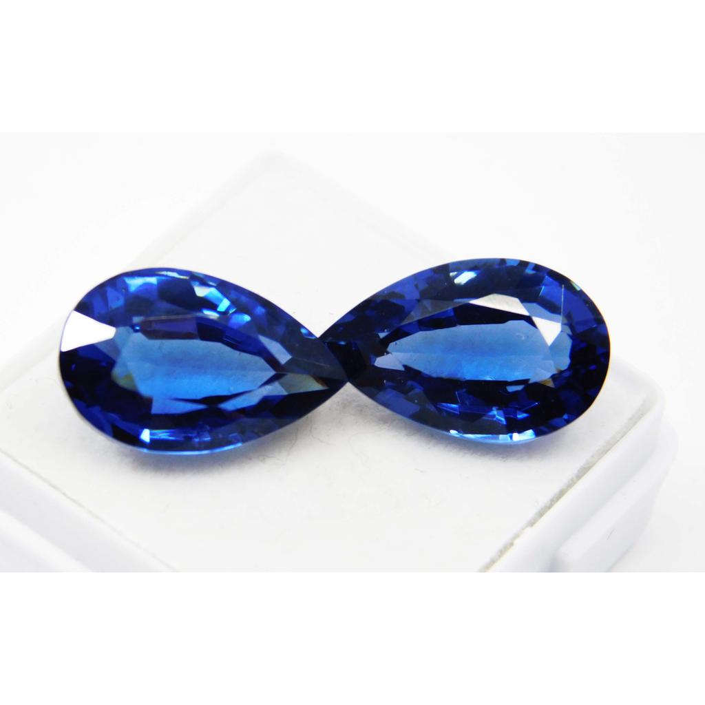 CERTIFIED 20.45 Ct Pair Natural Blue Sapphire Pear Loose Gemstone Earring Size A-1461