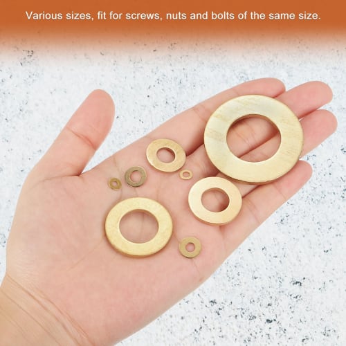 uxcell M3 Copper Washers, Flat Washers, 200pcs Brass Rings, 6mm OD, 0.5mm Thickness, Metal Seal Gasket Rings for Screws, Bolts, and Nuts