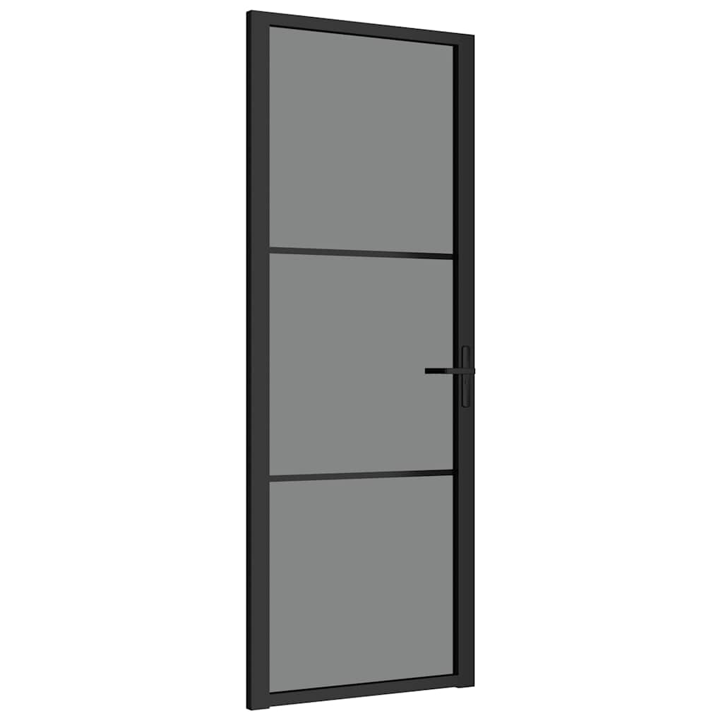 Vidaxl Drzwi Wewnętrzne, 76X201,5 Cm, Czarne, Szkło Esg I Aluminium