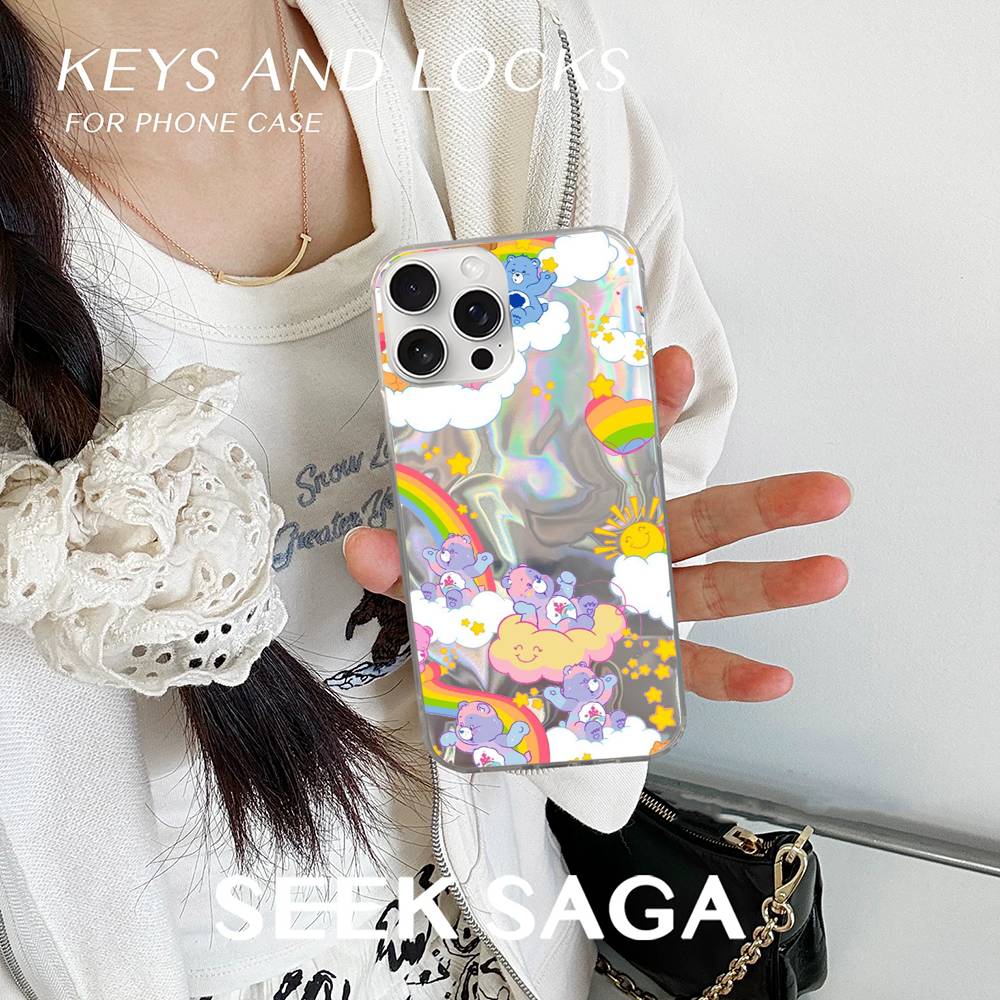 Cartoon Care Bears Phone Case For IPhone 16 15 14 13 12 11 Pro Max Mini X Xs XR Transparent Case