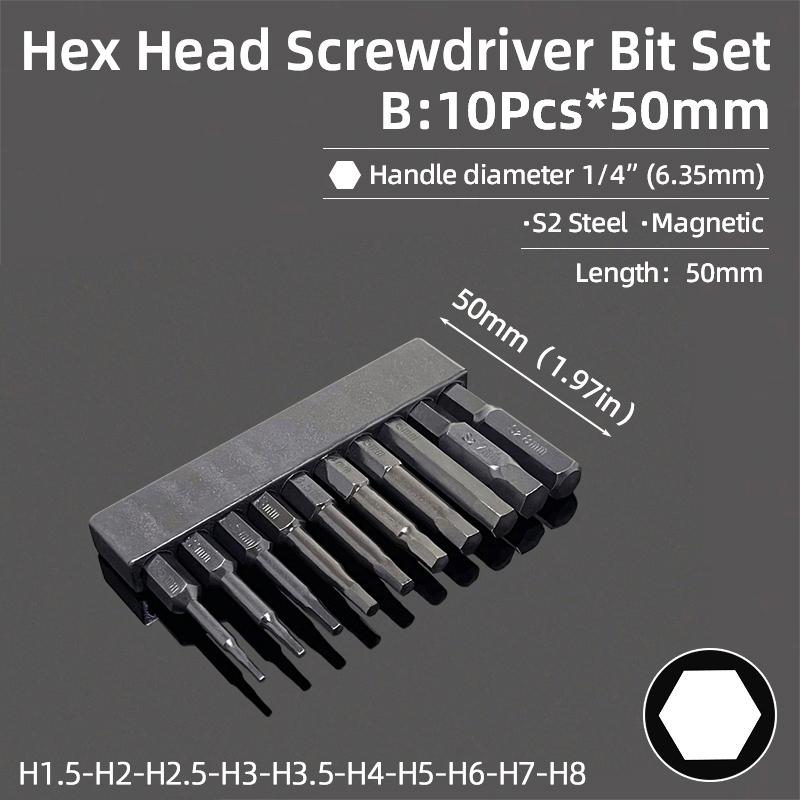 Sechskant Schraubendreher Bit Set Metrisch 50mm Magnetische Spitze 6,35mm Sechskantschaft Schraubendreher Bohrer Ratsche Handwerkzeuge Zubehör