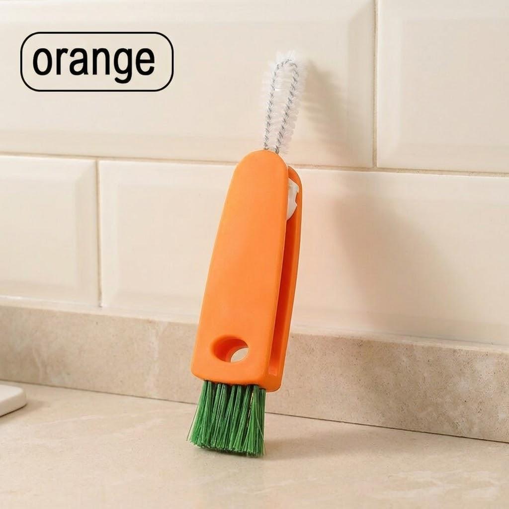 

3 in 1 Bottle Gap Cleaner Brush Silicone Kitchen Cup Crevice Cleaning Tool Home Cleaning Brush for Easy Grip оранжевый