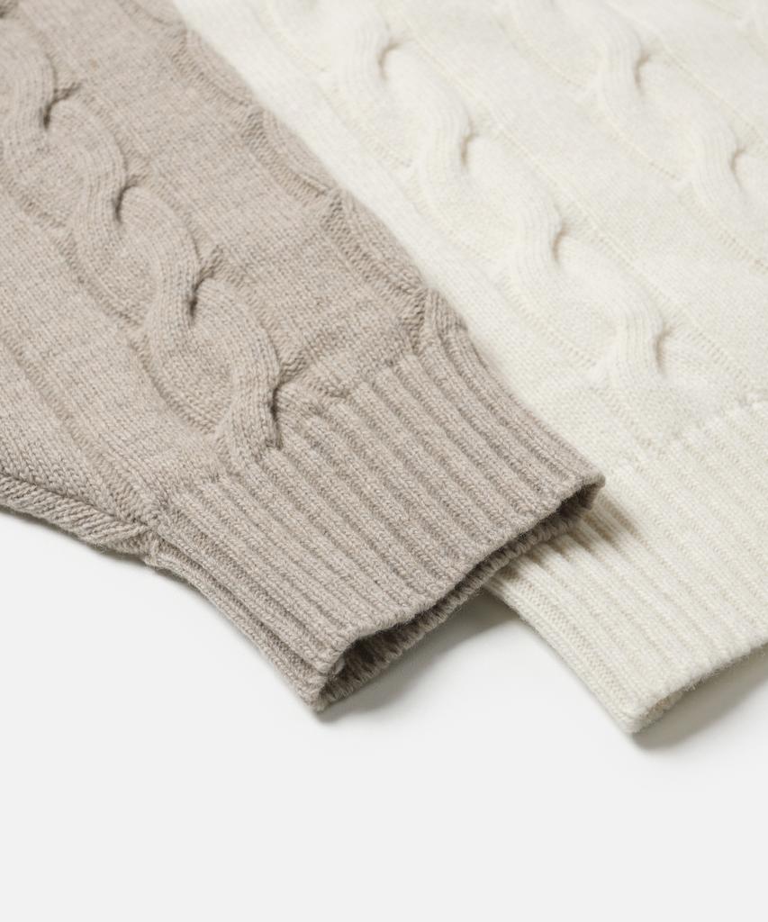 FRIZMWORKS Wool Cable Raglan Half Zip Knit _ Oatmeal