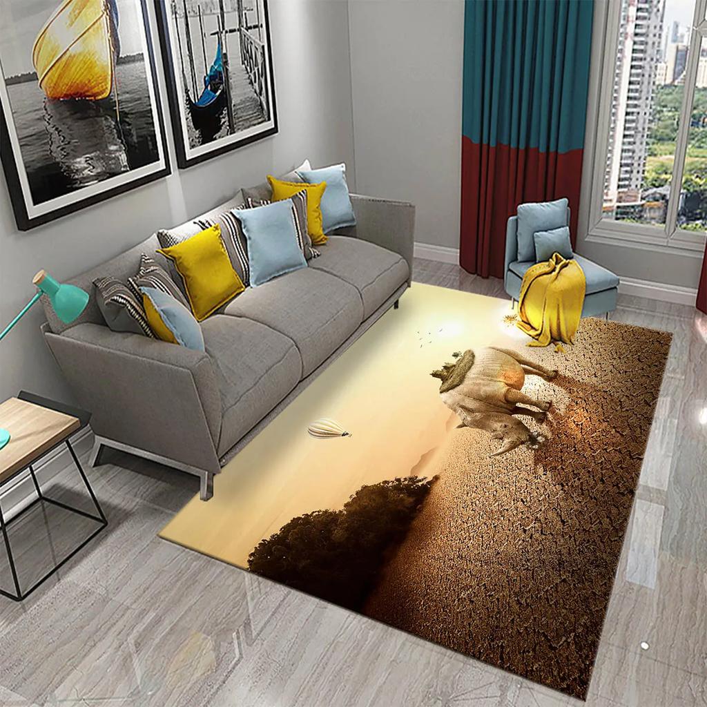 3D Rhino Carpet for Bedroom Living Room Decoration Area Mats Outdoor Rug Play Mats Kitchen Bathroom Door Entrance Non-slip Rugs