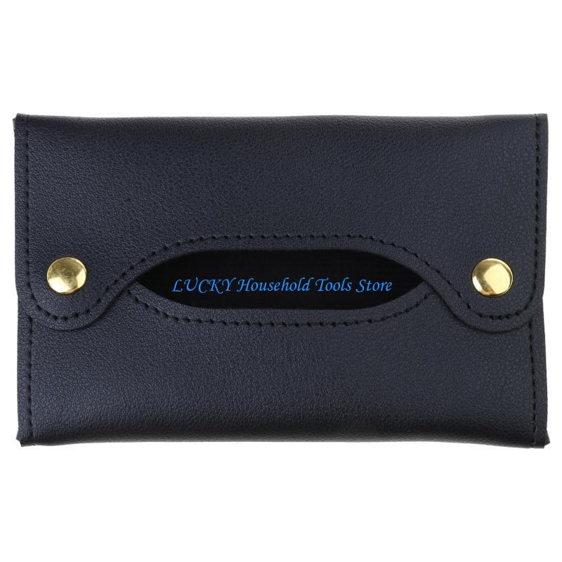 J0MC Multipurpose Tissue Holder Soft PU Leather Pouches for Bathroom and Small Items чёрный