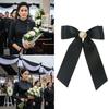 Black Satin Bowknot Brooches Pearl Badge Pin Elegant Clothes Accessories  For Funerals and Mourning