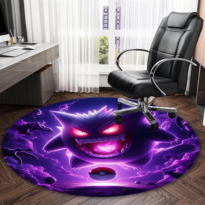 1pc Gengar2 Print Round Carpet Chair Round Carpet Suitable for Bedroom Living Room Home Decorative Carpet
