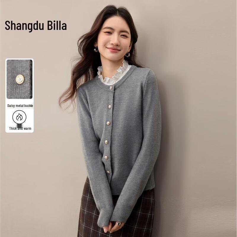 Women s Elegant Commuter Round Neck Knit Cardigan L