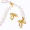 Trendy Bow Pendants For Jewelry 18K Gold Plated Brass Inlaid Zircon Charms Pendants For DIY Earrings Jewelry Making Accessories