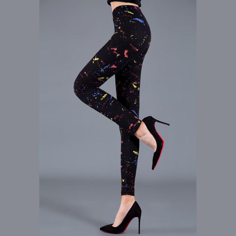 2023 Trendy Floral Print Slim Fit Milk Silk Leggings for Women - Plus Size, Elastic, Outerwear