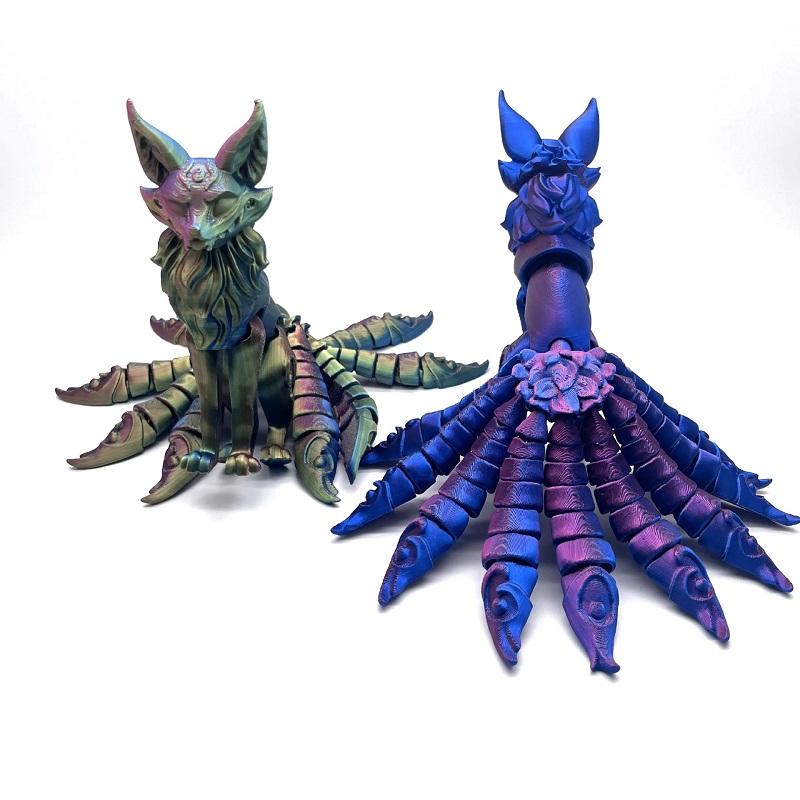 3D Printed Multi-joint Movable Model Nine-tailed Fox, Home Decoration, Children's Birthday Gift Toy
