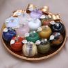 1Pcs Lot Natural Stone Pendant Apple Shape Crystal Rose Quartz Amethyst Agate Opal Charms for Jewelry Making DIY Necklace Accessories 30 Mm