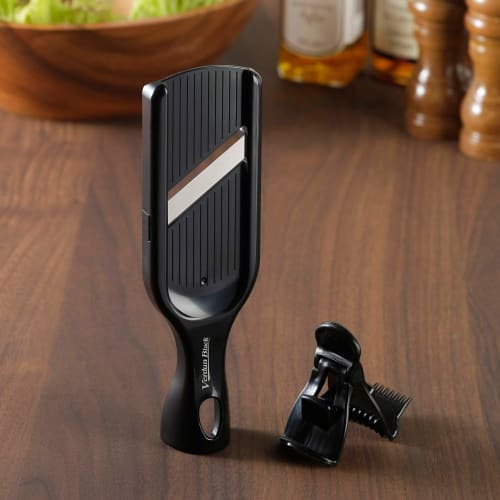 [.co.jp Exclusive] Shimomura Kogyo Antibacterial, Made In Japan, Verdun Black Mini Slicer with Holder, Dishwasher Safe, VB-607, Made In Tsubame-Sanjo,