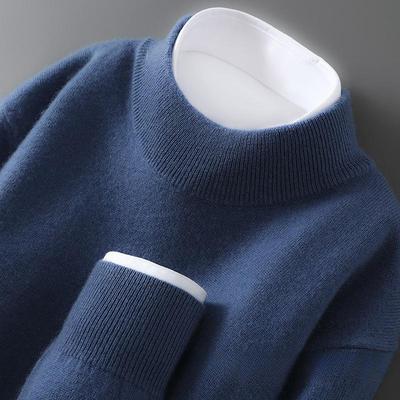 Herren Pullover aus reiner Wolle und Kaschmir - Herbst/Winter Pullover mit halbem Stehkragen