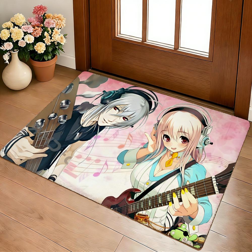 S-Super Sonico Classic Floor Mat Cozy Flannel Soft Thick Non-Slip Mat for Living Room Bedroom Kitchen Decor Rugs