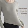 LAHN Women's Quick-Dry Long-Sleeve Sports Top, Breathable, Slim Fit, Side Pleats, Round Neck.
