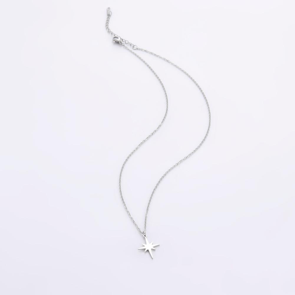 Lemegeton Simple North Star Pendant Necklace Fashion Women's Necklace Stainless Steel Starlight Choker Jewelry Lover Party Gift