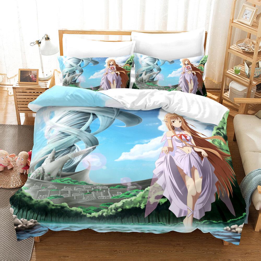 Japanese Cartoon Three-Piece Quilt Set Printing 3D Digital Printing Quilt Set