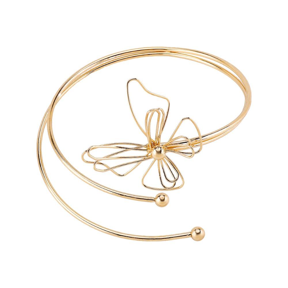 Butterfly Opening Cuff Bracelets Leaf Circle Upper Arm Bracelet Flower Armband Arm Chain  Party