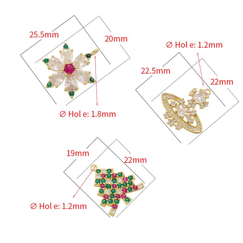 ZHUKOU Christmas Tree Snow Christmas Charms Pearl Christmas Charms for Jewelry Making Handmade Jewelry Accessory VD1394