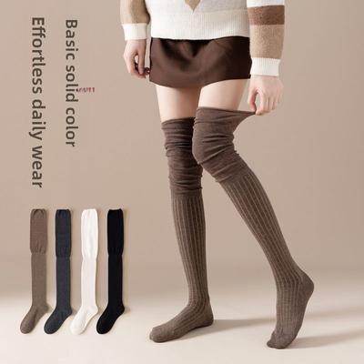 Chaussettes Hautes pour Enfants, Chaussettes Fines Hautes Printemps/Été, Chaussettes Hautes Patchwork Couleur Unie, Chaussettes Longues pour Femmes Automne/Hiver