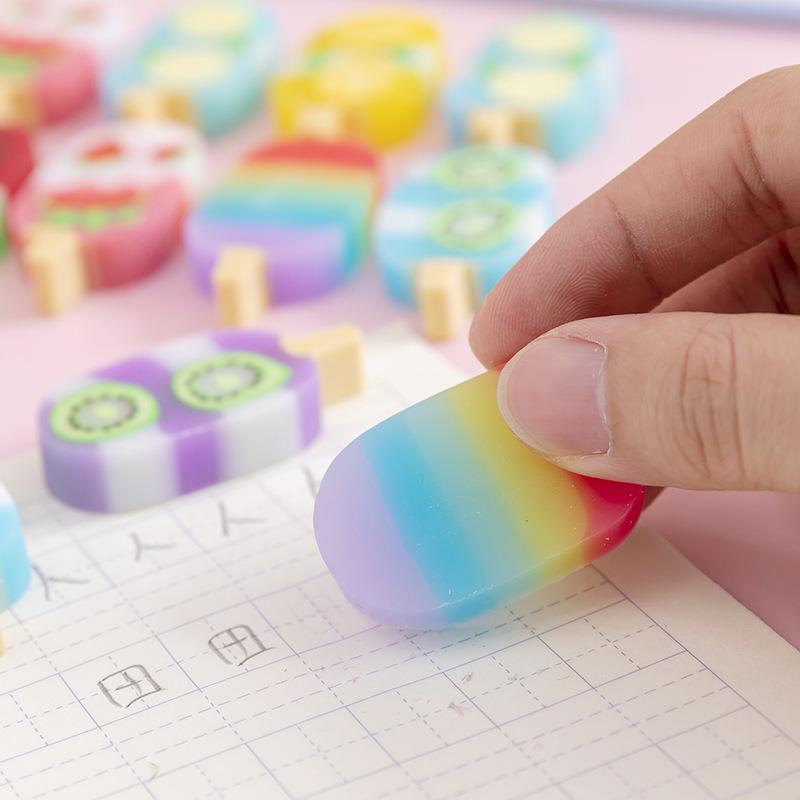 Kawaii Schreibwaren Süßer Sommer Büro Schulbedarf Eiscreme Buntes Radiergummi Set Schüler Kindertag Weihnachtsgeschenk Lieblich