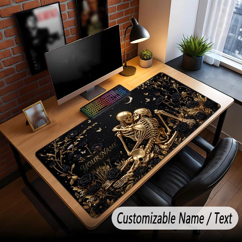 Skull Gothic Theme Custom Mouse Pad Personalized With Name Text Customized Desk Mat For Office Home Decor
