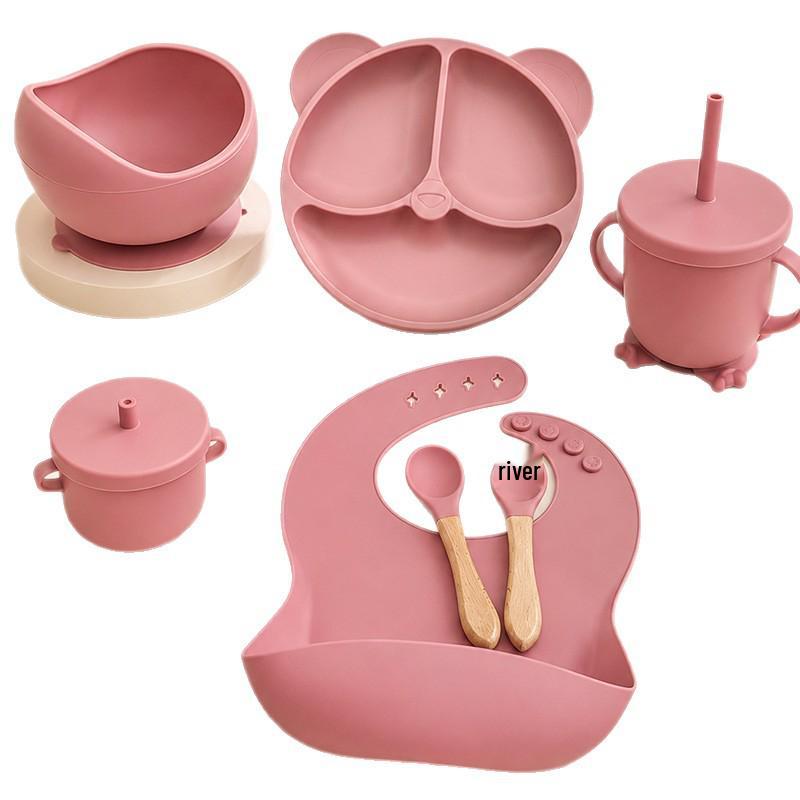 Silicone Children's Tableware Set - 6-Piece Divided Plate & Bowl Feeding Kit