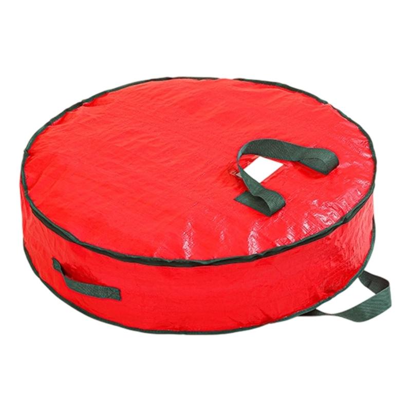 

Reusable Christmas Wreath Organizers Round Waterproof Storage Bag With Handles Durable PE Materials For Seasonal Decoration Protections S