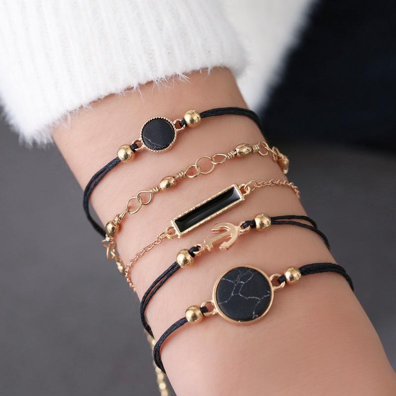 Bohemian Retro Suit: Tassel, Letter, Beaded, Turtle, and Braided Bracelets