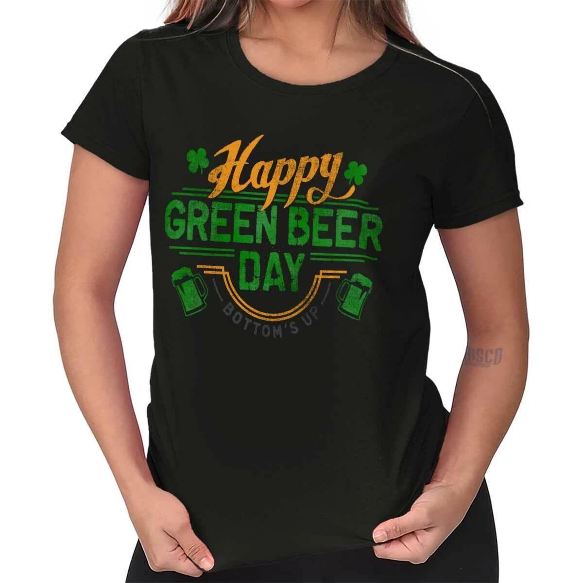 St Patrick s Day Happy Green Beer Day Clover Womens Top Junior Graphic Tee XXXXL