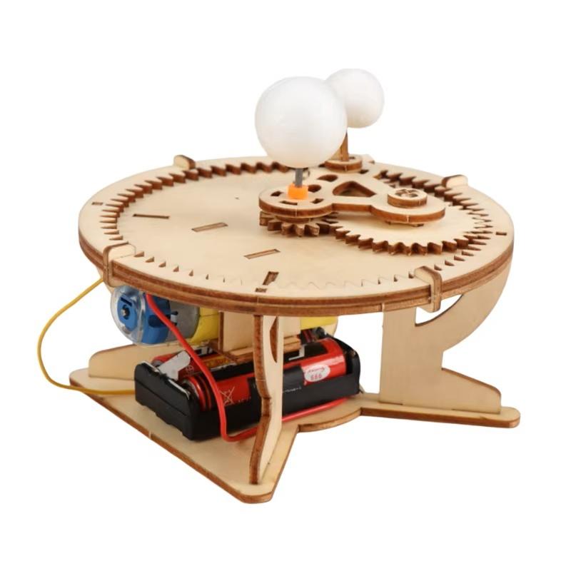 DIY Solar System Model Mechanical Set Astronomy Sun Earth Moon Planet STEM Experiment Wooden Puzzle Science Education Toy