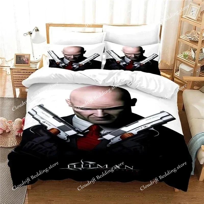 Gra Hitman Killer Pościel dla Chłopców Dziewcząt Rozmiar Twin Queen Poszewka na Kołdrę Poszewka na Poduszkę Pościel Dzieci Dorośli Moda Tekstylia Domowe