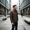 For men's business style stand-up collar jacket zipper simple commuter casual jacket